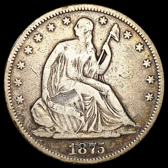 1875-CC Seated Liberty Half Dollar LIGHTLY CIRCULA