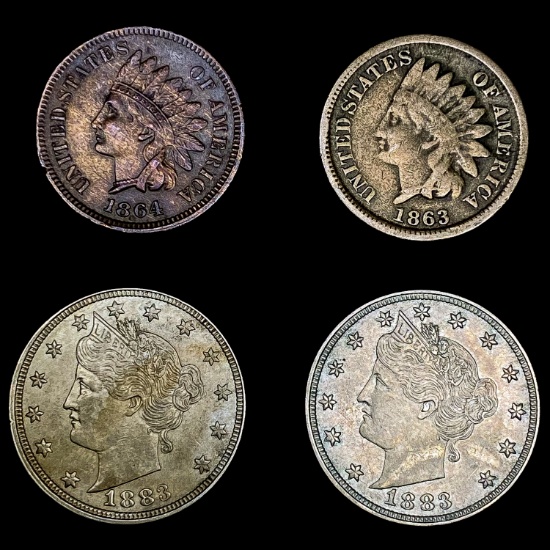 [4] Varied US Coinage (1863, 1864, (2) 1883) HIGH