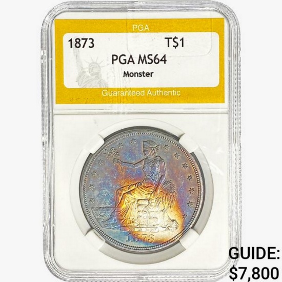 1873 Silver Trade Dollar PGA MS64 Monster