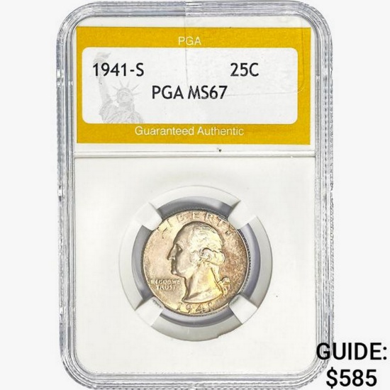 1941-S Washington Silver Quarter PGA MS67