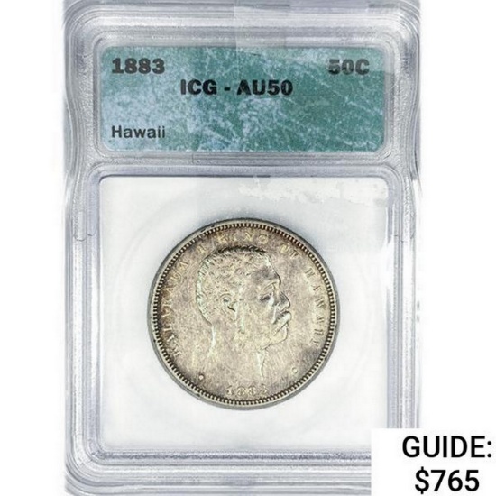 1883 Kingdom of Hawaii Half Dollar ICG AU50