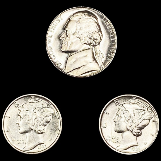 [3] Varied Coinage (1937, 1937-S, 1967) UNCIRCULAT