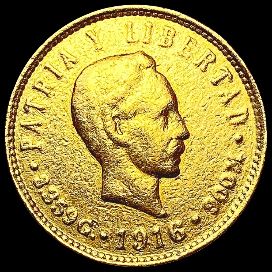 1916 Mexico .1206oz Gold 5 Pesos NICELY CIRCULATED