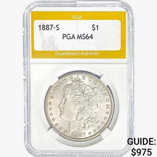 1887-S Morgan Silver Dollar PGA MS64