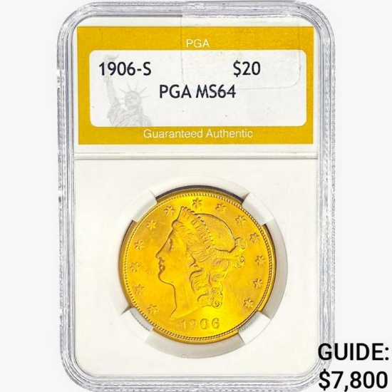 1906-S $20 Gold Double Eagle PGA MS64