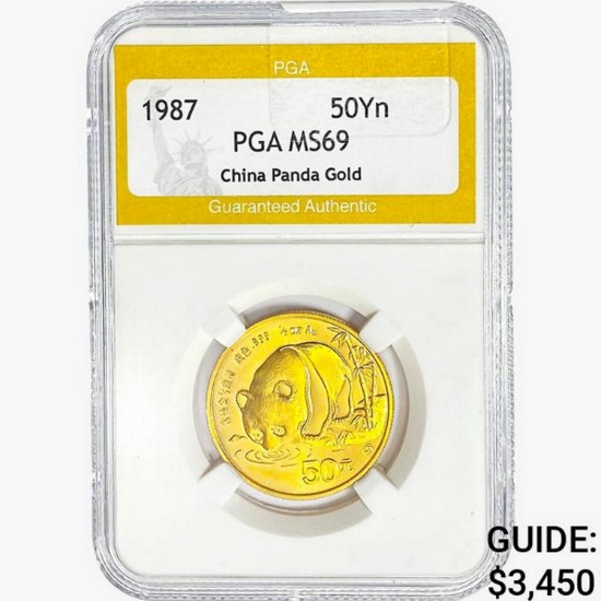 1987 1/2oz. Gold China Panda 50 Yuan PGA MS69