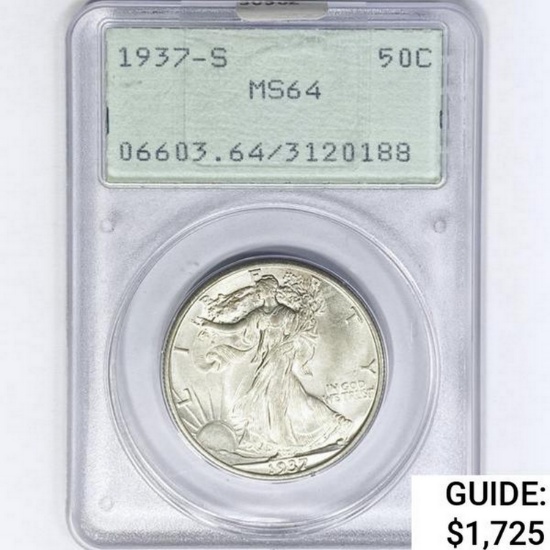 1937-S Walking Liberty Half Dollar PCGS MS64