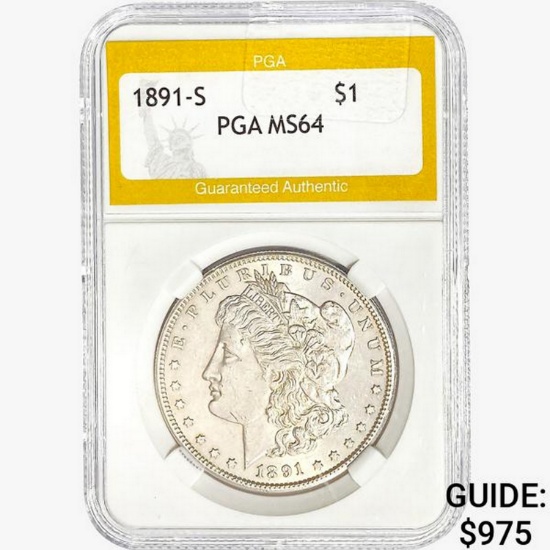 1891-S Morgan Silver Dollar PGA MS64