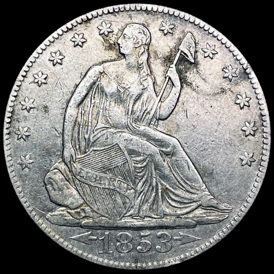 1853-O Arws & Rays Seated Liberty Half Dollar NEAR