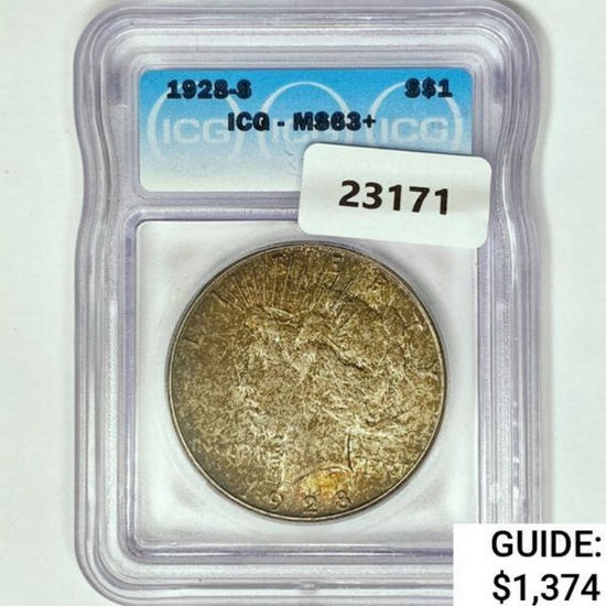 1928-S Silver Peace Dollar ICG MS63+
