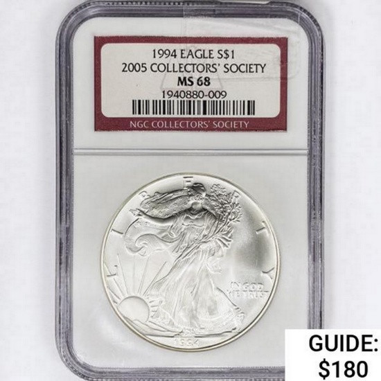 1994 American Silver Eagle NGC MS68