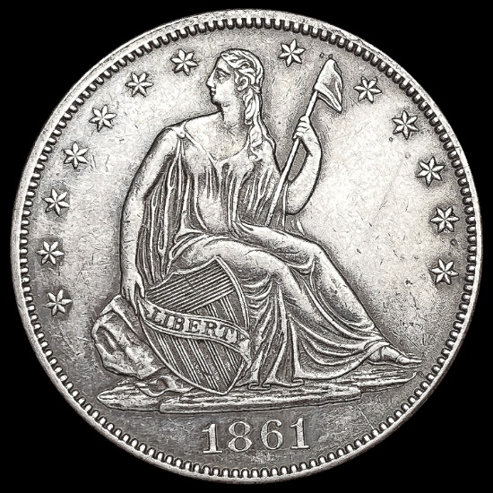 1861 Seated Liberty Half Dollar CLOSELY UNCIRCULAT
