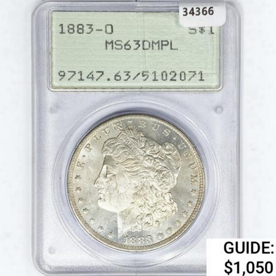 1883-O Morgan Silver Dollar PCGS MS63 DMPL