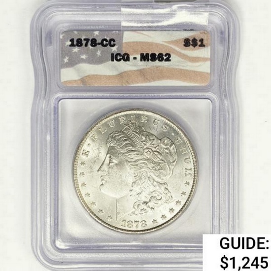 1878-CC Morgan Silver Dollar ICG MS62