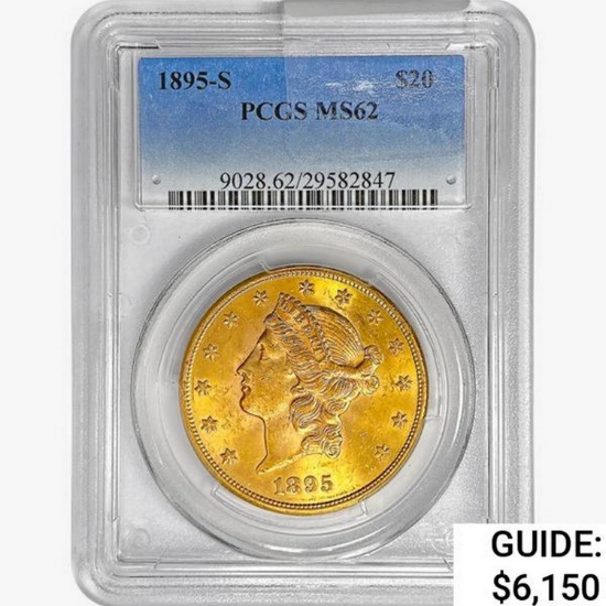 1895-S $20 Gold Double Eagle PCGS MS62