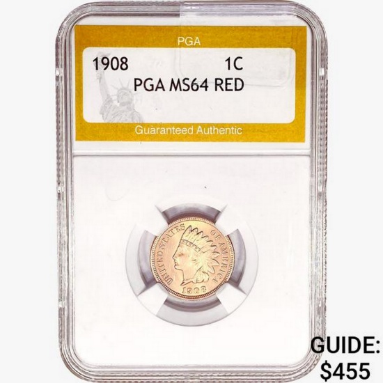 1908 Indian Head Cent PGA MS64 RED