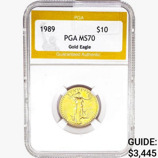 1989 $10 1/4oz. American Gold Eagle PGA MS70