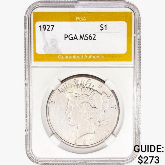 1927 Silver Peace Dollar PGA MS62