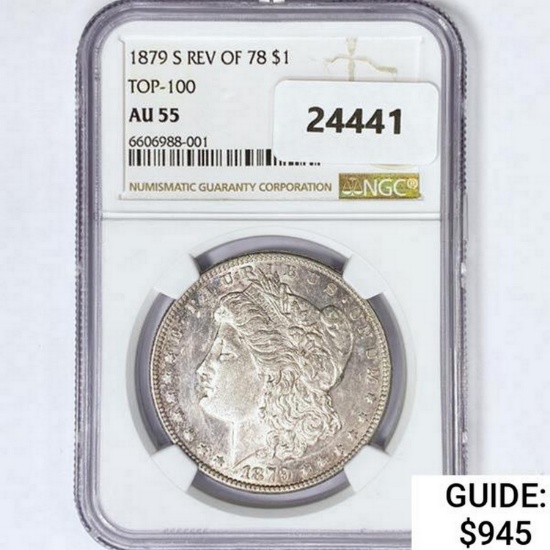 1879-S Morgan Silver Dollar NGC AU55 Rev 78