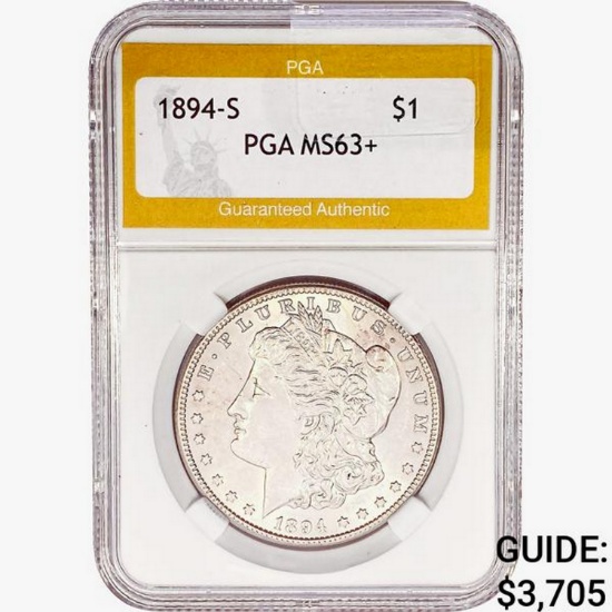 1894-S Morgan Silver Dollar PGA MS63+