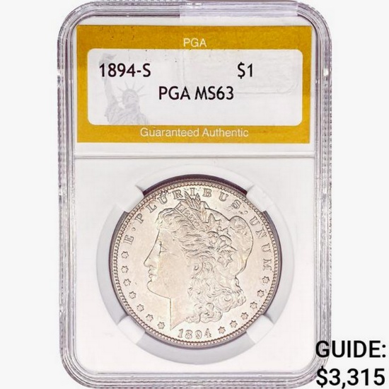 1894-S Morgan Silver Dollar PGA MS63