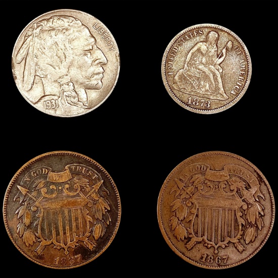 [4] Varied US Coinage [[2] 1867, 1873, 1931-S] LIG