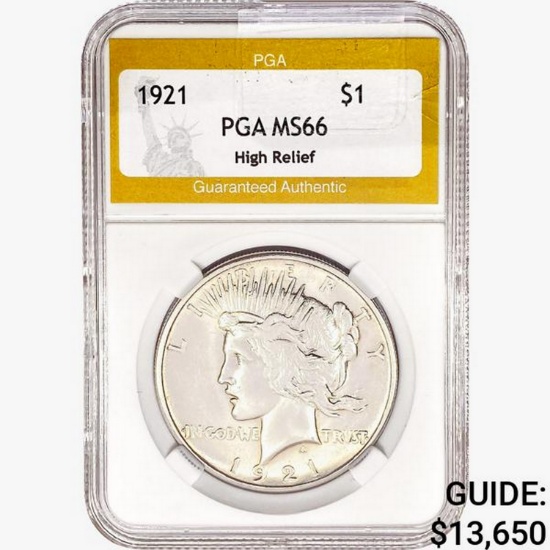 1921 Silver Peace Dollar PGA MS66 HR