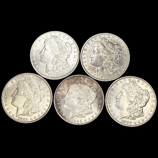 (5) Morgan Silver Dollars (1881, 1883-O, 1896, 19