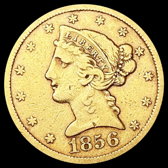 1856-S $5 Gold Half Eagle LIGHTLY CIRCULATED