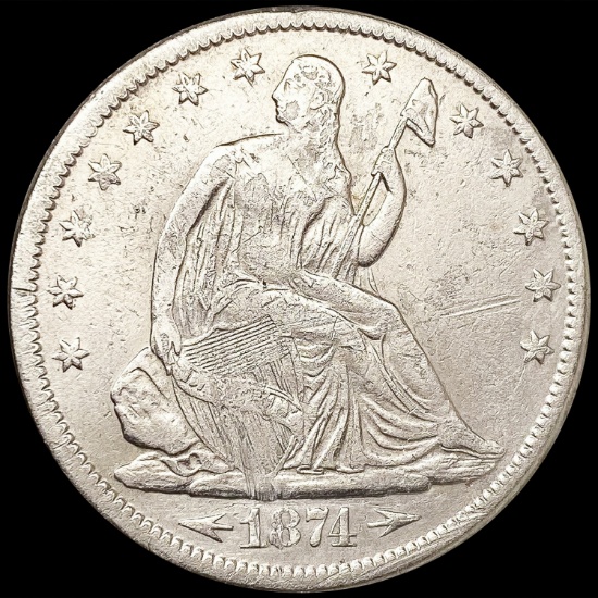 1874 Arws Seated Liberty Half Dollar ABOUT UNCIRCU