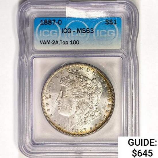 1887-O Morgan Silver Dollar ICG MS63 VAM-2A