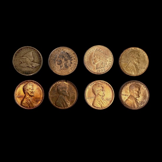 [8] Varied US Cents (1857, 1901, 1903, 1918, 1928-