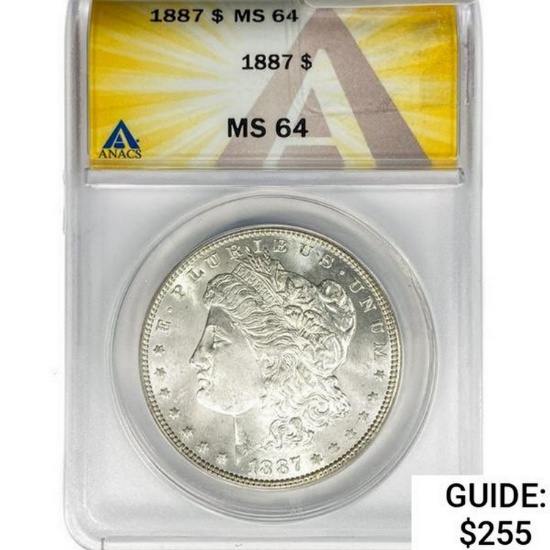 1887 Morgan Silver Dollar ANACS MS64