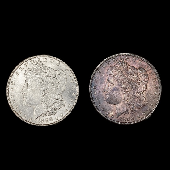[2] Morgan Silver Dollars (1886, 1888) UNCIRCULATE