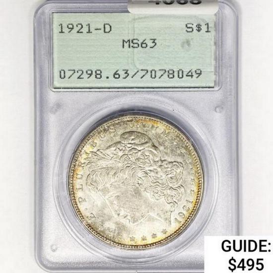 1921-D Morgan Silver Dollar PCGS MS63