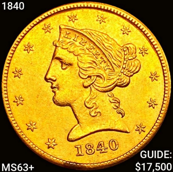 1840 $5 Gold Half Eagle CHOICE BU+