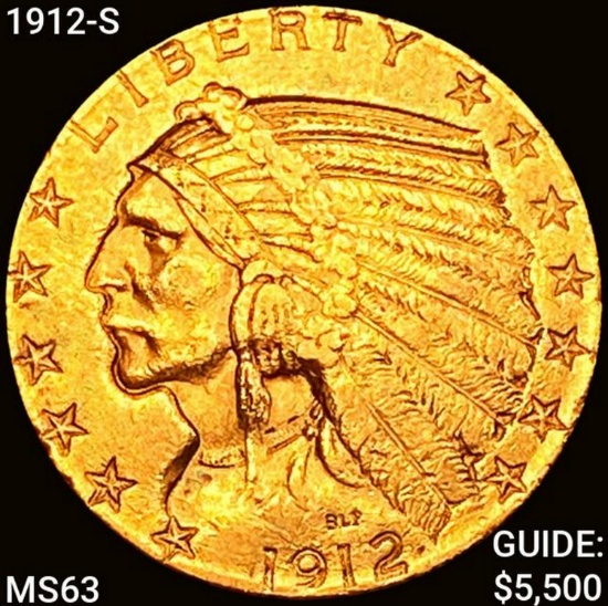 1912-S $5 Gold Half Eagle CHOICE BU