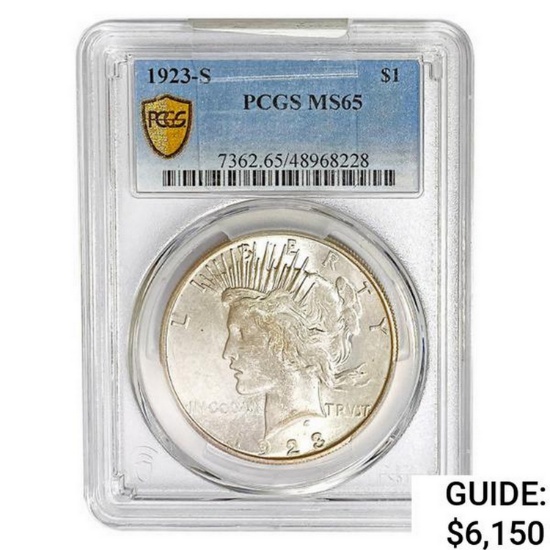 1923-S Silver Peace Dollar PCGS MS65