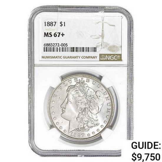 1887 Morgan Silver Dollar NGC MS67+