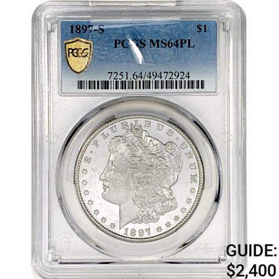 1897-S Morgan Silver Dollar PCGS MS64 PL