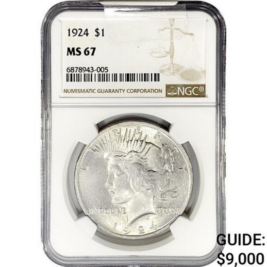 1924 Silver Peace Dollar NGC MS67