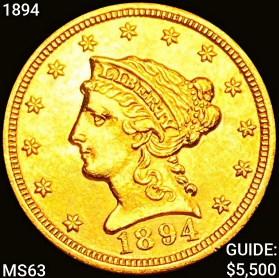 1894 $2.50 Gold Quarter Eagle CHOICE BU