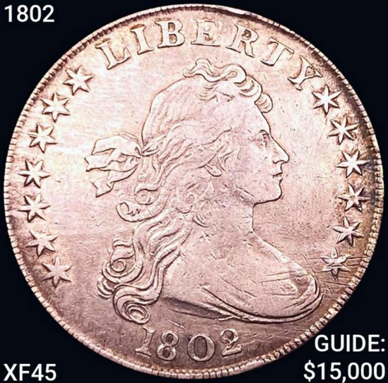 1802 Draped Bust Dollar NEARLY UNCIRCULATED
