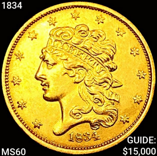 1834 $5 Gold Half Eagle UNCIRCULATED