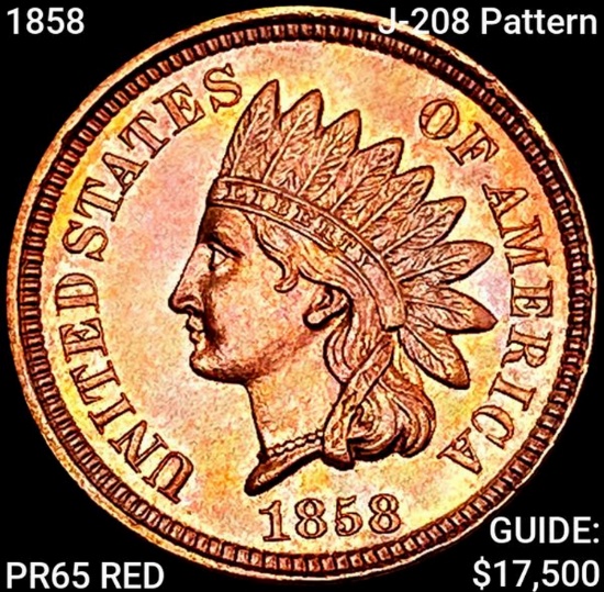 1858 J-208 Pattern Indian Head Cent GEM PROOF RED