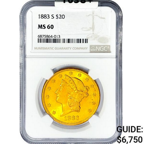 1883-S $20 Gold Double Eagle NGC MS60