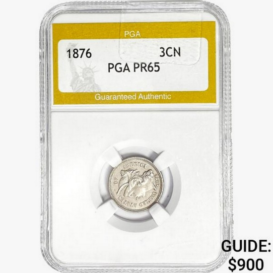 1876 Nickel Three Cent PGA PR65