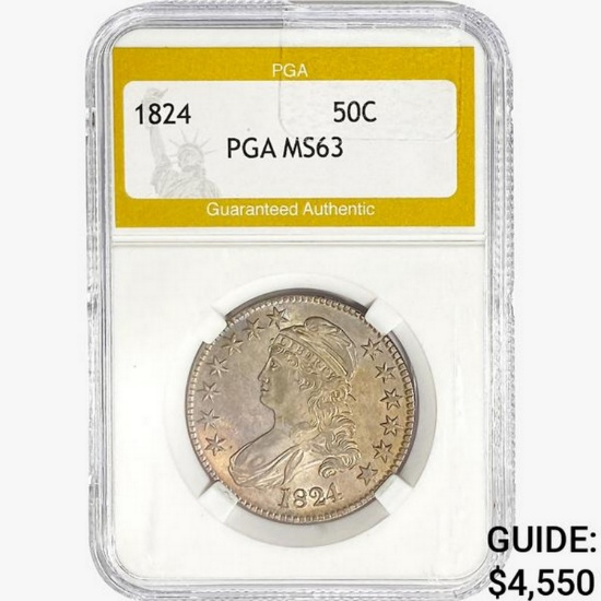 1824 Capped Bust Half Dollar PGA MS63
