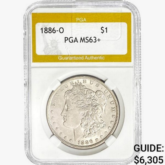 1886-O Morgan Silver Dollar PGA MS63+