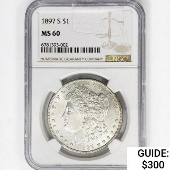 1897-S Morgan Silver Dollar NGC MS60